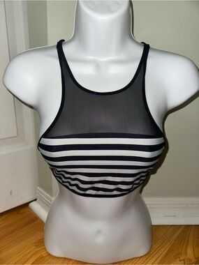 Black & White Striped Mesh High-Neck Bralette Lululemon